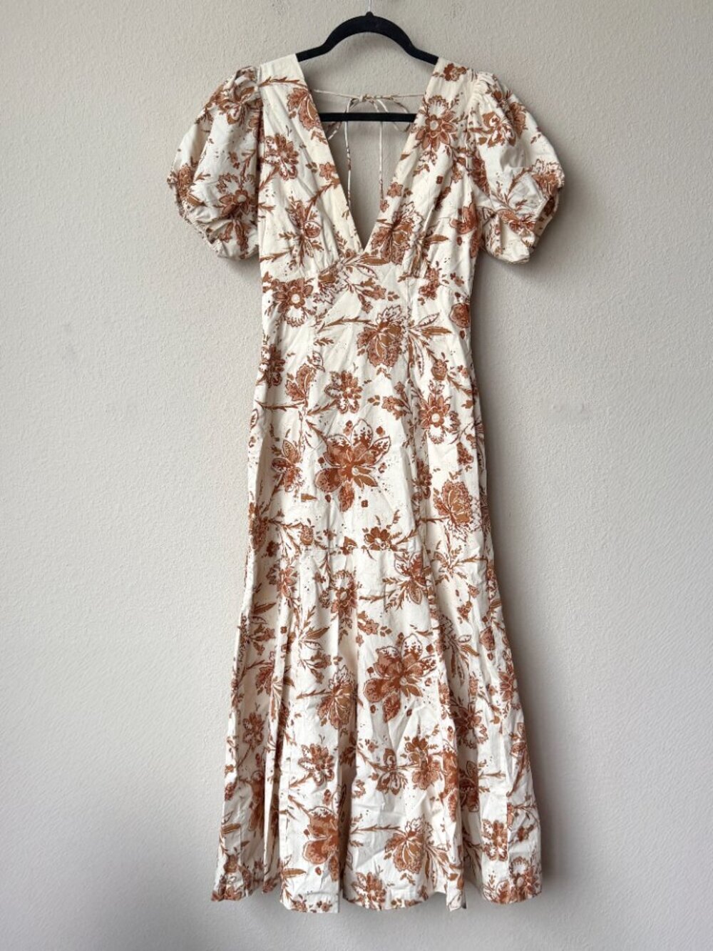 Abercrombie & Fitch Floral Puff Sleeve Poplin Midi Dress Size XS - Picture 2 of 5